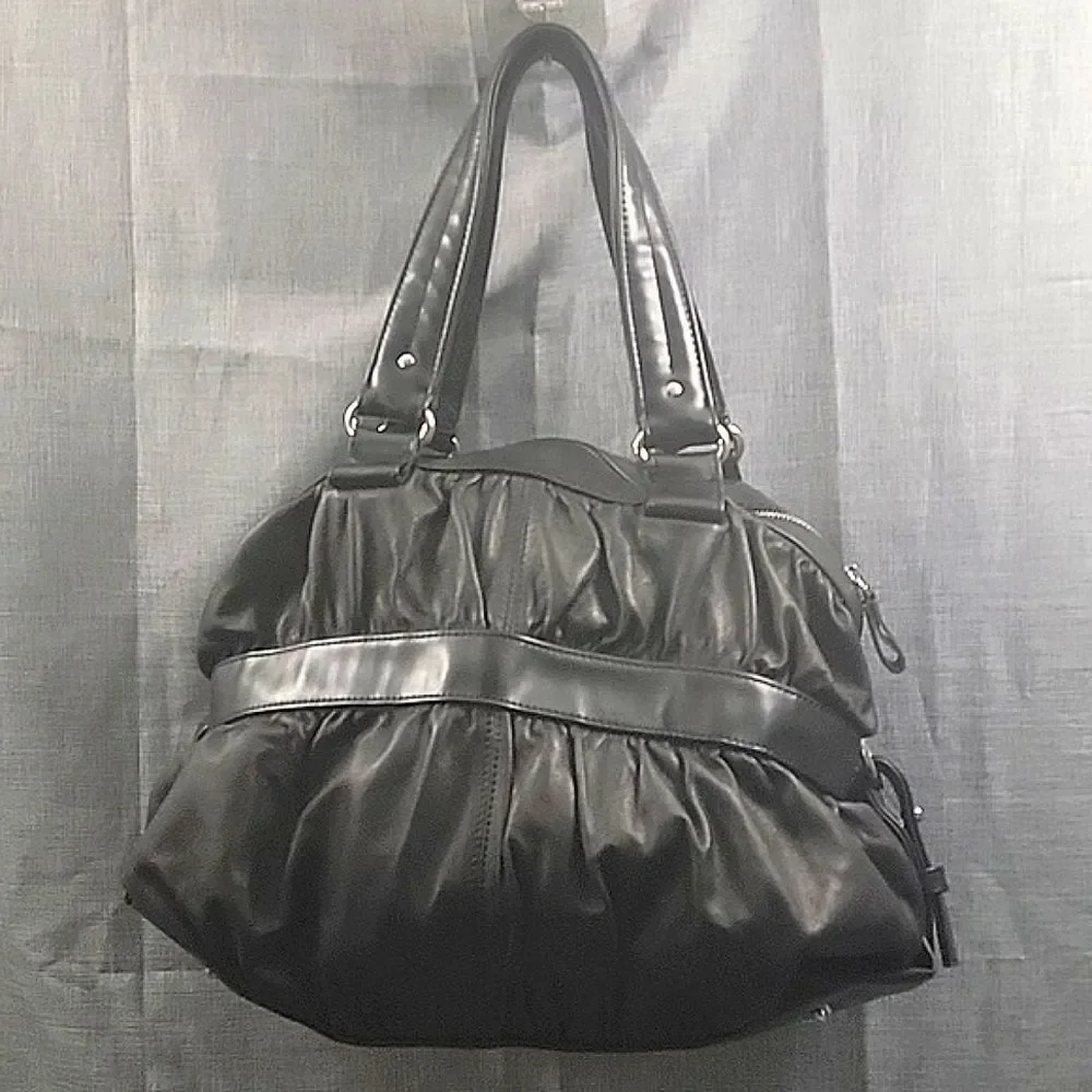 Desmo Made in Italy black Soft leather Shoulder Bag, Slouch Hobo Silver Hardware